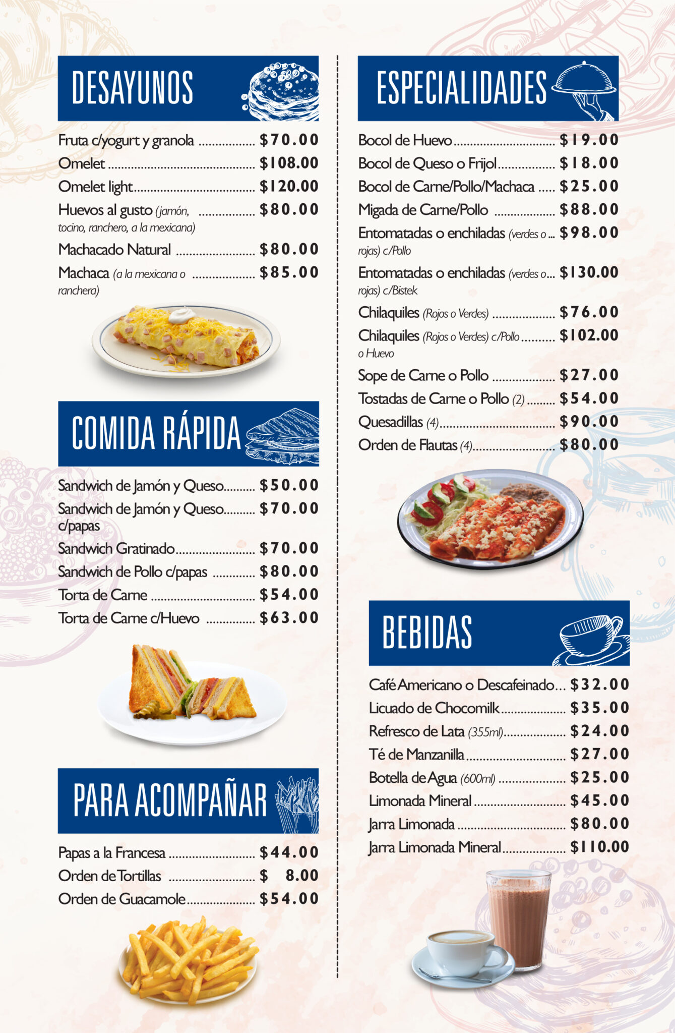 Menu cafeteria La Bene